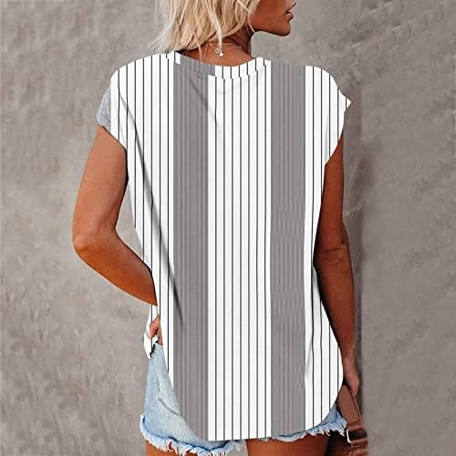 Xiloccer Kadın Grafik T Shirt Kadın Kap Kollu Tankı Üstleri Rahat V Boyun Gömlek Gevşek Fit Temel Bluz