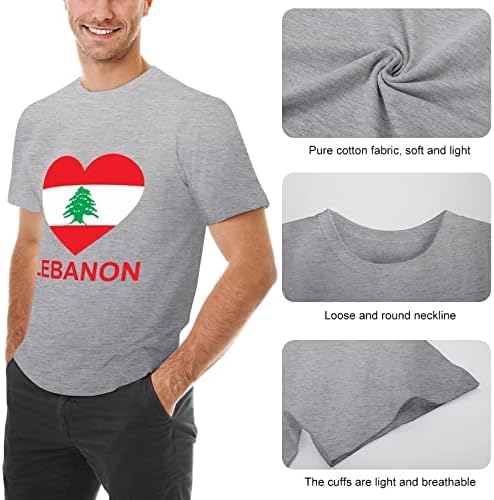 Aşk Lübnan erkek Pamuk T-Shirt Ekip Boyun Grafik Tees Kısa Kollu Tops