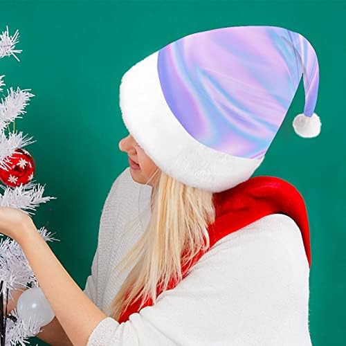 Pembe Mavi Şerit Sanat Mermer Peluş Noel Şapka Yaramaz ve Güzel Noel baba şapkaları ile Peluş Ağız ve Konfor Astar