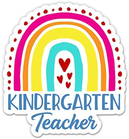 Anaokulu Öğretmeni Sevimli Gökkuşağı Sticker-3 laptop etiketi - Su Geçirmez Vinil Araba, Telefon, Su Şişesi-Öğretmen