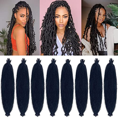 Yaylı Afro Büküm Saç 24 İnç 8 paket 1B Marley Saç Önceden kabarık Bahar büküm Saç Bükülmüş Kinky büküm Küba Büküm