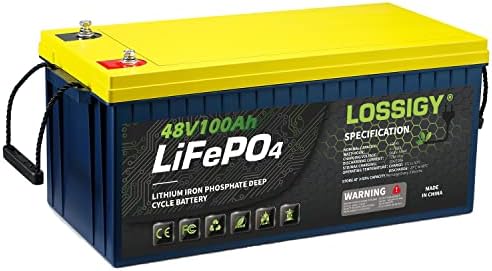 LOSSİGY 48V 100Ah LiFePO4 Lityum Pil, 5120Wh Güç Kaynağı Dahili 100A BMS için mükemmel golf arabası, Deniz, RV, Güneş
