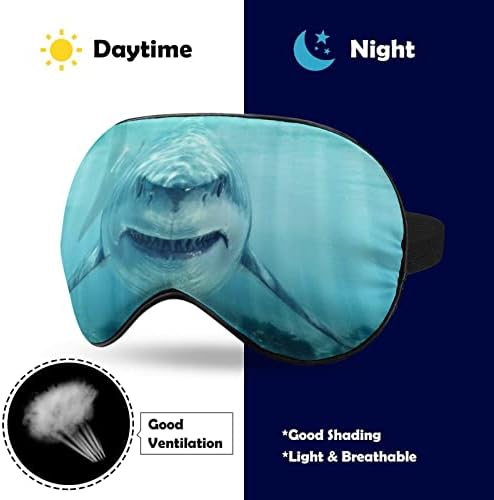 LynaReı Uyku Maskesi Beyaz Köpekbalığı Uyku Göz Maskesi Körü Körüne Ayarlanabilir Kayış ile Okyanus Yumuşak Göz Kapağı