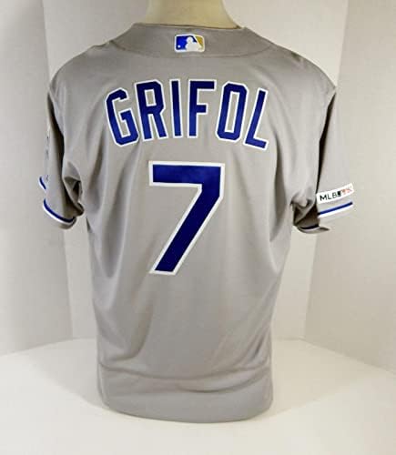 2019 Kansas City Royals Pedro Grifol 7 Oyun Verilen Gri Jersey 150 Yama 48 62 - Oyun Kullanılan MLB Formaları
