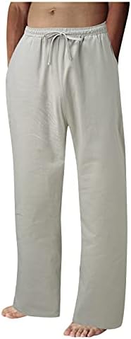 DIYAGO Yaz Pantolon Erkekler Hafif Rahat Fit Rahat Plaj Moda Şık Düz Sweatpant Pijama Pamuk Keten Pantolon
