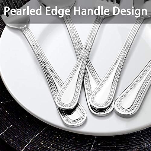 Biftek Bıçaklı 24 Parçalı Gümüş Set, 4 kişilik E-far Paslanmaz Çelik Sofra Takımı Çatal Bıçak Takımı Servisi, Ev/Restoran/Mutfak