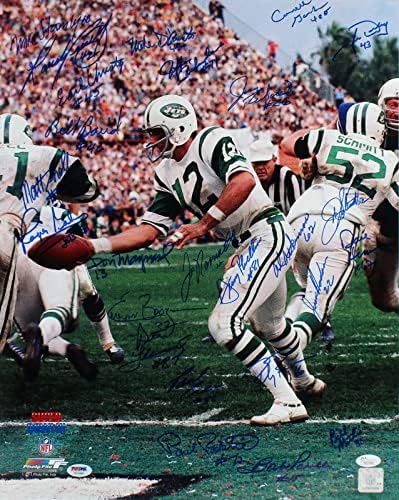 1968 Jets (25) Namath, Maynard İmzalı 16x20 Super Bowl III Fotoğraf PSA /DNA U03480 - İmzalı NFL Fotoğrafları