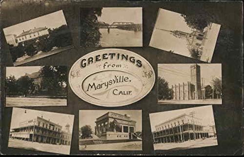 Marysville, California'dan selamlar. Marysville, Kaliforniya CA Orijinal Antika Kartpostal