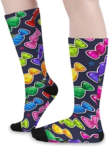 Renkli Şekerler Baskılı Renk Eşleştirme Çorap Atletik Diz Yüksek Çorap Kadın Erkek için
