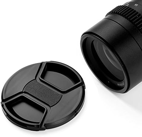 55mm Lens Kapağı Paketi, 3 Paket Evrensel Snap Ön Merkezi Tutam lens kapağı Seti Mikrofiber Lens Temizleme Bezi DSLR