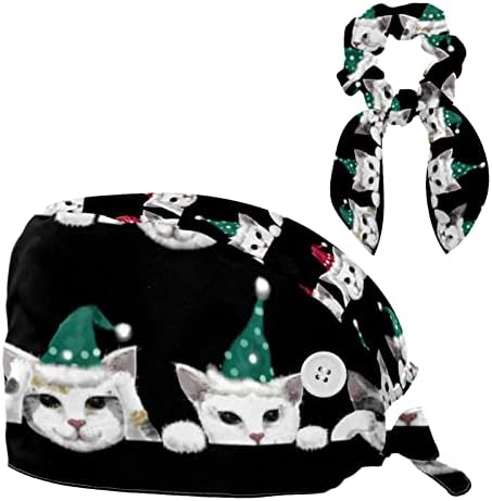 Kediler Noel Şapka ile Ayarlanabilir Kabarık Kapaklar Şapkalar çalışma kap yay Saç toka ile