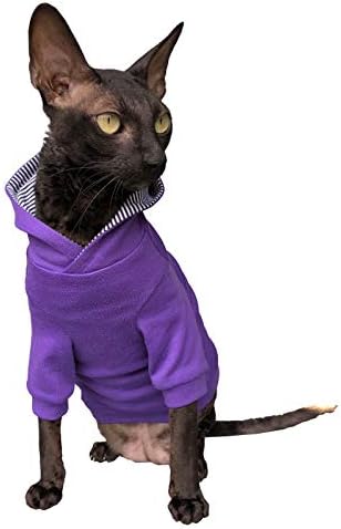 Kotomoda Sphynx Kedi Kapüşonlu Mor Çıplak Kedi Tüysüz Kedi Giysileri (L)
