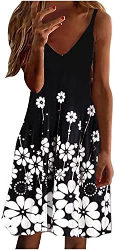 Kadın yaz elbisesi Rahat Kolsuz V Boyun Spagetti Sapanlar Plaj Cami Elbiseler Çiçek Backless Salıncak Mini Güneş Elbise