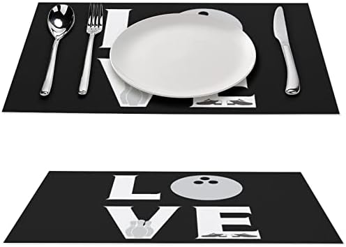 Aşk Bowling PVC Masa Paspaslar Yıkanabilir Placemats Masa Örtüsü masa pedi yemek masası için