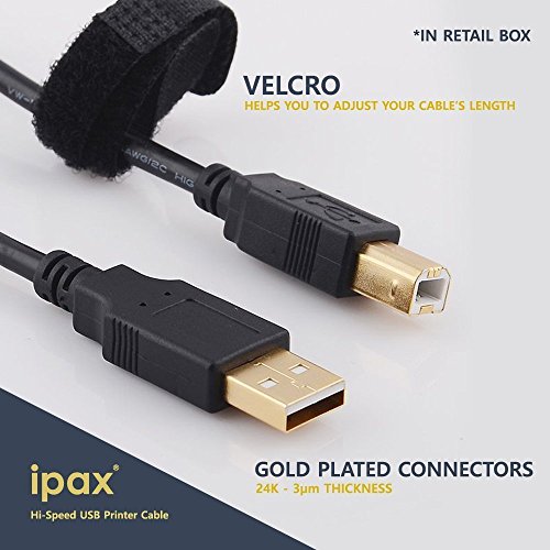 Ipax USB Yazıcı Kablosu ve Güç Kablosu ile Uyumlu HP Laserjet Pro P1109w P1102w M254dw M281fdw M402dw M404Dn M426fdn