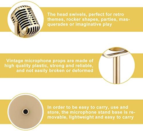 NASHARİA Sahte Mikrofon: 2 ADET Oyuncak Mikrofon Vintage Dekor Plastik Mikrofon Desteği ve Retro Dekor Vintage Mikrofon