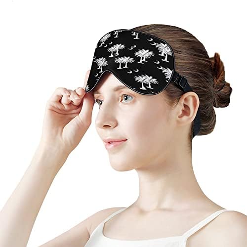 Güney Carolina Palmetto Ay Uyku Körü Körüne Maskesi Sevimli göz bandı Kapağı Ayarlanabilir Kayış ile Kadın Erkek Gece