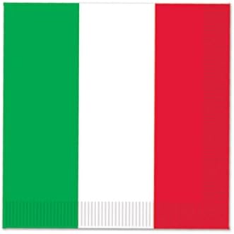 İtalyan Bayrağı Kırmızı, Beyaz ve Yeşil 7 Tatlı Tabakları (16) ve içecek Peçeteleri (16) Espresso Parti Paketi