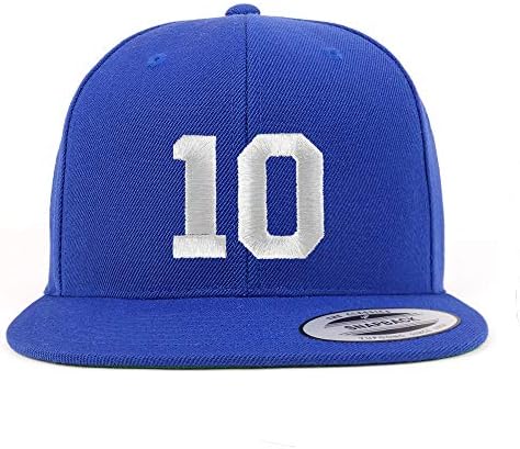 Trendy Giyim Mağazası Numarası 10 Beyaz İplik İşlemeli Düz Fatura Snapback Beyzbol Şapkası