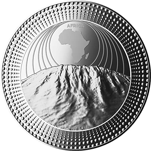 2023 DE Kıtalar PowerCoin Kilimanjaro Afrika 2 Oz Gümüş Sikke 5 $ Niue 2023 Kanıtı