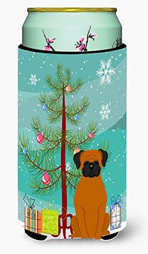 Caroline's Treasures BB4240TBC Merry Christmas Ağacı Açık Kahverengi Boksör Uzun Boy Hugger, Can Soğutucu Kol Hugger
