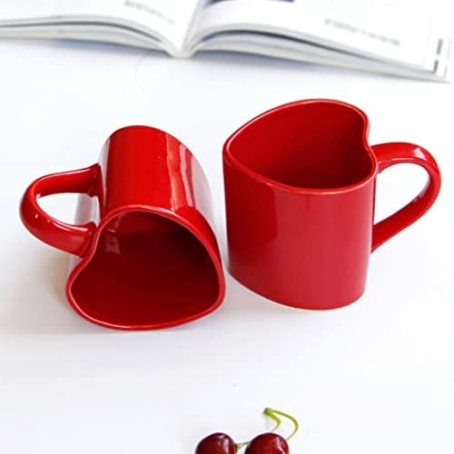 Luxshıny Kırmızı Kalp Şeklinde Seramik Kupalar Sevgililer Günü Kahve Fincanı Hediye Düğün Çift Su Içme Bardağı Süt