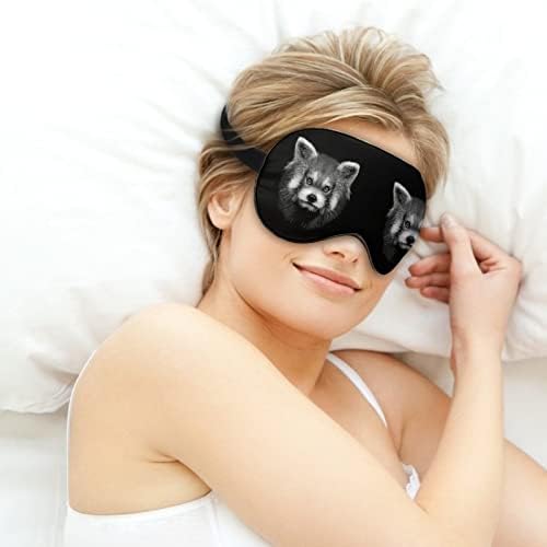 Kırmızı Panda grafik göz maskesi uyku körü Körüne ayarlanabilir kayış blokları ışık gece kör seyahat uyku Yoga şekerleme