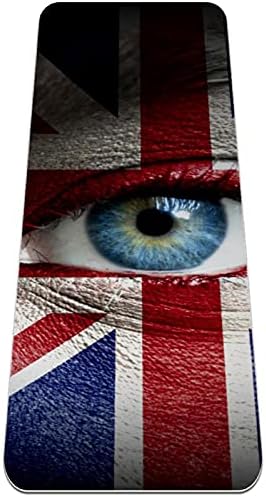 Siebzeh Birleşik Krallık Bayrağı ile insan yüzü Boyalı Premium Kalın Yoga Matı Her Türlü Egzersiz Yoga ve Pilates