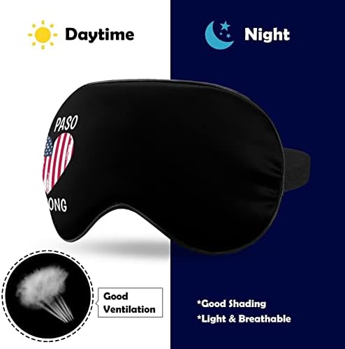 El Paso ile Güçlü ABD Bayrağı Kalp Uyku Körü Körüne Maskesi Sevimli göz bandı Komik Gece Kapağı için Ayarlanabilir