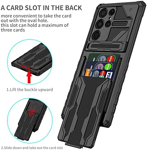 Kart Paketi Tutuculu Samsung Galaxy S22 Ultra Kılıf ile Uyumlu Telefon Kılıfı,Askeri Sınıf Koruma Ağır Hizmet Tipi