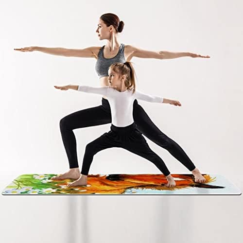 Yoga Mat, Ev Egzersiz için Yoga Paspaslar, Egzersiz Mat, Egzersiz Paspaslar, Pilates Mat, At köpek çiçek suluboya