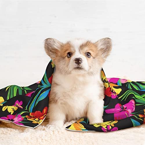 ZERAOKE Hawaiian Çiçek Pet Battaniye Köpekler ve Kediler için 19.7x27. 6 İnç, sıcak Rahat Geri Dönüşümlü Atmak Kasalar