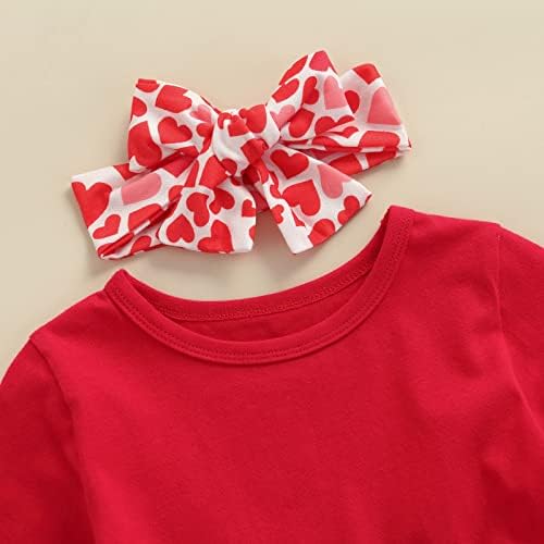 Eadrıoss Çocuklar Yürümeye Başlayan Bebek Kız sevgililer Günü Kıyafetler Kırmızı Uzun Kollu Fırfır Gömlek Kalp Baskı
