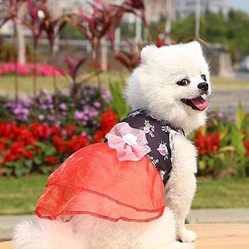 Yorkie Köpek Giysileri için Bir Kadın Pet Elbiseler Bahar ve Yaz Pet Cothes Bahar ve Yaz Sevimli Pet Malzemeleri Gül
