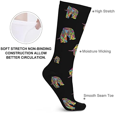Renkli Geometrik Fil komik çoraplar Buzağı Üzerinde tüp çorap Renk Eşleştirme Erkekler Kadınlar için