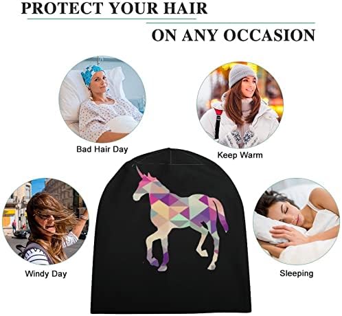 Desenli Unicorn Unisex Bere Kap Yumuşak Sıcak Kafatası Şapka Kazak Kap Uyku Koşu Rahat