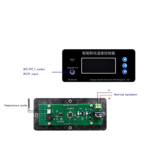 Taidacent XH-W1641 Plug-in Dijital termostat sıcaklık kumandası Paneli 12V Dijital Termostat Kuluçka Makinesi