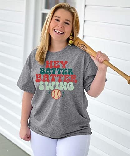 Bayan Beyzbol T Shirt Hey Meyilli Meyilli Salıncak Mektup Baskı Tee Gömlek Casual Softbol Kısa Kollu Tee Tops