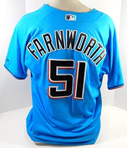 Miami Marlins Steven Farnworth 51 Oyun Kullanılmış Mavi Forma 46 DP22261 - Oyun Kullanılmış MLB Formaları