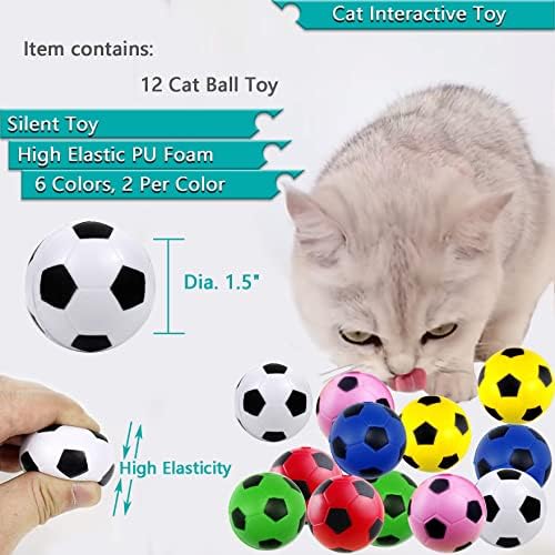 JZMYXA Kedi Köpük Futbol Topları Küçük ve Orta Kediler için 12 Paket, kedi Topu Oyuncak Kedi Sessiz Oyuncak Kedi İnteraktif