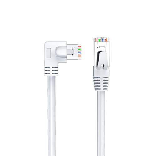 JUXİNİCE Cat6 Ethernet Kablosu 90 Derece Sağ Açı Beyaz UTP Cat 6 Gigabit RJ45 Ağ İnternet Kablosu Mac, PC, Yönlendirici,