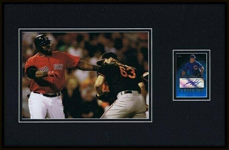 Kevin Gregg DÖVÜŞÜ İmzalı Çerçeveli 11x17 Fotoğraf Ekranı Topps vs David Ortiz-Beyzbol Slabbed İmzalı Kartlar