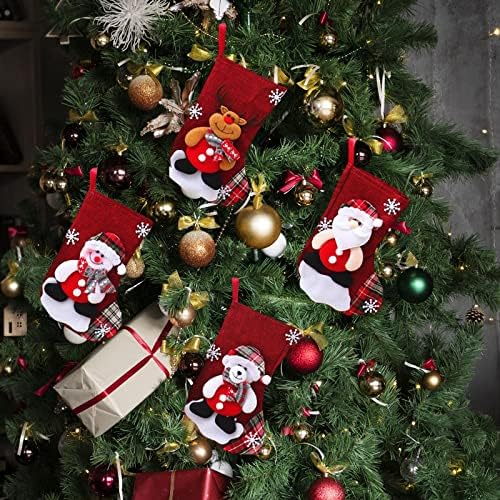 4X Kullanımlık Noel Asılı Çorap, Hediye Çorap Dekor Süsler Hediyeler Çanta için Şömine, Aile, Ev, Festivali, parti