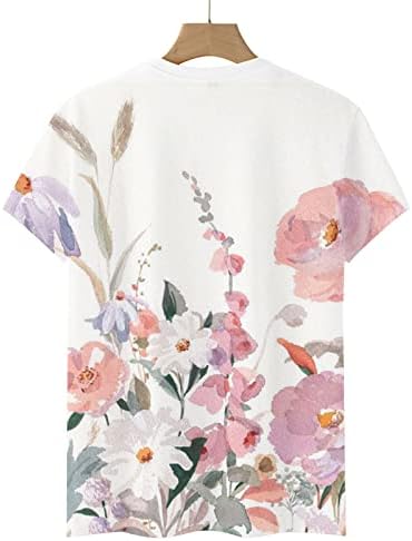 Bayan Kısa Kollu 2023 Tekne Boyun Pamuk Asma Çiçek Grafik Üst Gömlek Yaz Sonbahar T Shirt Bayanlar için HV HV
