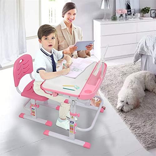 Dogdong Çocuk Fonksiyonel Masa ve Sandalye Seti, Yüksekliği Ayarlanabilir Çocuk Okul Çalışma Masası Eğimli Masaüstü,