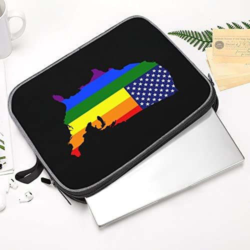 ABD Eşcinsel Pirinç Gökkuşağı Harita Bayrağı Laptop çantası Kol Dayanıklı Darbeye Dayanıklı Koruyucu Bilgisayar Taşıma