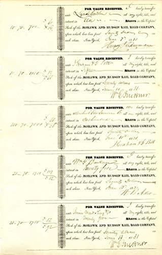 Mohawk ve Hudson Demiryolu Yolu A. Ş. wm tarafından imzalandı. B. Astor-Stok Sertifikası