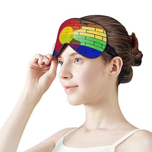Eşcinsel Gökkuşağı Duvar Colorado Bayrağı Baskılı Uyku Göz Maskesi Yumuşak Körü Körüne Göz Kapağı Ayarlanabilir Kayış