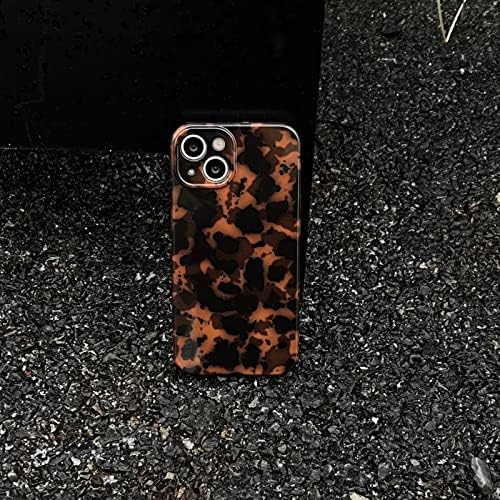 Kaplumbağa Kabuğu Retro Telefon Kılıfı ile Uyumlu iPhone 13 2021 Şık Amber Kahverengi Leopar Şık Klasik Yumuşak İnce