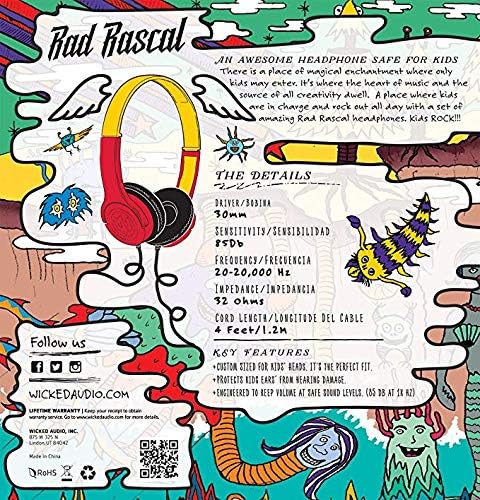 Wicked Audio Rad Rascal Güvenlik Hacimli Çocuk Kulaklıkları, (Ketçap / Hardal)